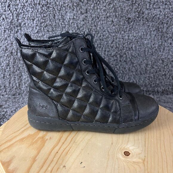 boc Quilted Boots Brightop Womens Size 7 Black Vegan Leather Combat Ankle Bootie - Picture 4 of 11
